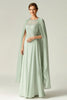 Load image into Gallery viewer, Flowy Mint Scoop Chiffon Mother of the Bride Dress with Lace