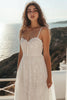 Load image into Gallery viewer, White Spaghetti Straps A Line Long Lace Graduation Dress