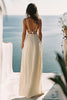 Load image into Gallery viewer, White Deep V-Neck Keyhole Spaghetti Straps Graduation Dress