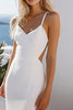 Load image into Gallery viewer, Spaghetti Straps Cut Out White Sheath Graduation Dress with Slit