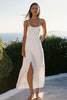 Load image into Gallery viewer, White Spaghetti Straps Ankle Length Graduation Dress with Slit