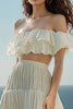 Load image into Gallery viewer, White 2-Piece Off The Shoulder High-Low Graduation Dress with Ruffles