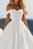 Load image into Gallery viewer, White Off the Shoulder A Line Chiffon Tea Length Graduation Dress