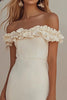 Load image into Gallery viewer, White Off the Shoulder Mermaid Long Graduation Dress with Fuffles