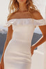 Load image into Gallery viewer, Bodycon White Off the Shoulder Short Graduation Dress with Ruffles