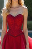 Load image into Gallery viewer, Sparkly Sweetheart Red A Line Tiered Prom Dress with Sequins