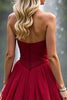 Load image into Gallery viewer, Red A Line Sweetheart Tiered Prom Dress with Embroidery