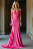 Load image into Gallery viewer, Fuchsia Mermaid Off the Shoulder Long Prom Dress