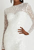 Load image into Gallery viewer, Sparkly White Short Graduation Dress with Long Sleeves