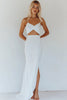 Load image into Gallery viewer, White Spaghetti Straps Cut Out Ankle Length Graduation Dress