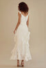 Load image into Gallery viewer, White Lace Ankle Length Graduation Dress with Ruffles