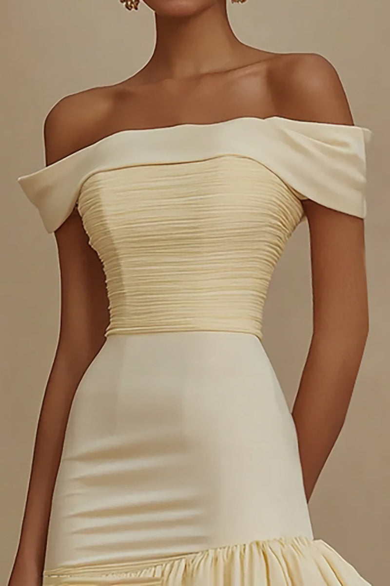 Load image into Gallery viewer, White Bodycon Satin Mini Length Graduation Dress with Ruffles