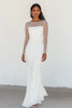 Load image into Gallery viewer, White Boat Neck Sheath Chiffon Long Graduation Dress