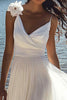 Load image into Gallery viewer, White A Line Floor Length Chiffon Graduation Dress with Flowers