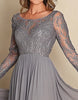 Load image into Gallery viewer, Silver Sparkly Chiffon A Line Mother of the Bride Dress