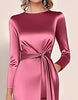 Load image into Gallery viewer, Blush Mermaid Satin Mother of the Bride Dress with Long Sleeves