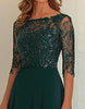 Load image into Gallery viewer, Dark Green Sparkly Scoop Floor Length Mother of the Bride Dress