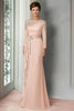 Load image into Gallery viewer, Blush Satin Sheath Mother of the Bride Dress with Long Sleeves