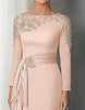 Load image into Gallery viewer, Blush Satin Sheath Mother of the Bride Dress with Long Sleeves