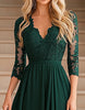 Load image into Gallery viewer, High-Low Dark Green V-Neck Mother of the Bride Dress with Lace