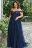 Load image into Gallery viewer, Navy Plus Size A Liine Mother of the Bride Dress with Lace