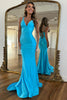 Load image into Gallery viewer, Hot Pink Spaghetti Straps Satin Mermaid Long Prom Dress