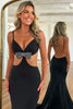 Load image into Gallery viewer, Black Spaghetti Straps Backless Sheath Long Prom Dress