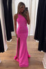 Load image into Gallery viewer, Fuchsia Satin One Shoulder Long Prom Dress with Slit