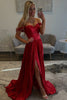 Load image into Gallery viewer, Red Sparkly Off the Shoulder Pleated Long Prom Dress with Slit