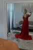 Load image into Gallery viewer, Red Sparkly Off the Shoulder Pleated Long Prom Dress with Slit