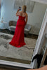 Load image into Gallery viewer, Red Sparkly Corset Sheath Long Prom Dress with Slit