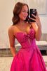 Load image into Gallery viewer, Fuchsia Sparkly Corset Bowknot Prom Dress