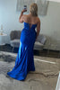 Load image into Gallery viewer, Royal Blue Corset Ruched Sheath Long Prom Dress with Slit