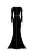 Load image into Gallery viewer, Black Scoop Sheath Long Formal Dress with Sleeves