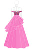 Load image into Gallery viewer, Fuchsia A Line Off the Shoulder Formal Dress with Flowers