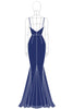 Load image into Gallery viewer, Sparkly Navy Spaghetti Straps Mermaid Long Formal Dress