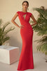 Load image into Gallery viewer, Red Scoop Sheath Satin Long Formal Dress