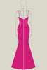 Load image into Gallery viewer, Lace Fuchsia Sheath Spaghetti Straps Long Formal Dress with Slit