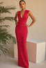 Load image into Gallery viewer, Red Sheath V-Neck Long Formal Dress