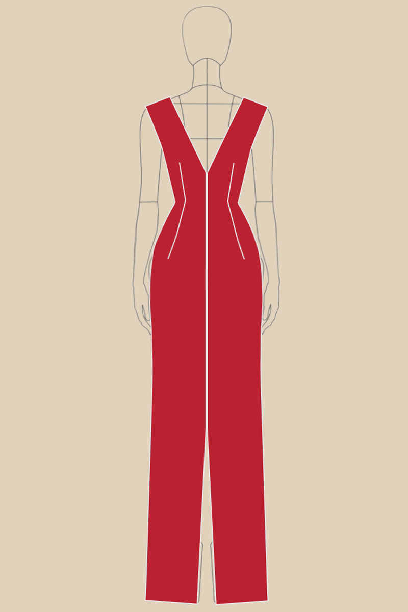 Load image into Gallery viewer, Red Sheath V-Neck Long Formal Dress