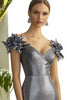 Load image into Gallery viewer, Dark Grey Sheath Long Formal Dress with 3D Flowers