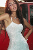 Load image into Gallery viewer, Sparkly White Sequins Spaghetti Straps Mini Graduation Dress with Tassel