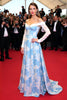 Load image into Gallery viewer, Blue Flower A Line Printed Off the Shoulder Gala Dress