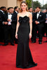 Load image into Gallery viewer, Black Strapless Satin Sheath Long Gala Dress