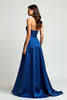 Load image into Gallery viewer, Navy Strapless Satin A Line Long Formal Dress