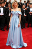 Load image into Gallery viewer, Light Blue Off the Shoulder A Line Long Gala Dress