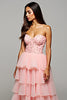 Load image into Gallery viewer, Sweetheart Blush Tiered Floral Long Prom Dress with Slit