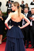 Load image into Gallery viewer, Navy Tiered Ruffled A Line Long Gala Dress with Lace Appliques