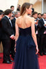 Load image into Gallery viewer, Sweetheart Navy Tiered Ruffled A Line Long Gala Dress