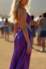 Load image into Gallery viewer, Dark Purple Sheath Satin Long Formal Dress with Slit